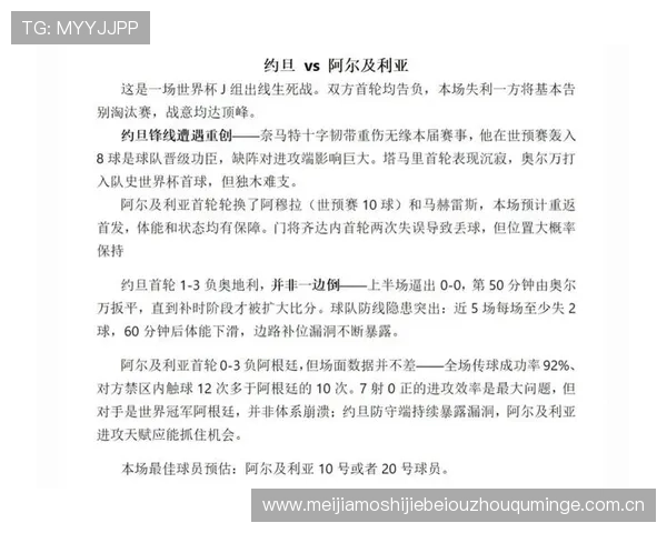 世界杯约旦对阵阿尔及利亚的攻防实力全面分析与比赛前瞻